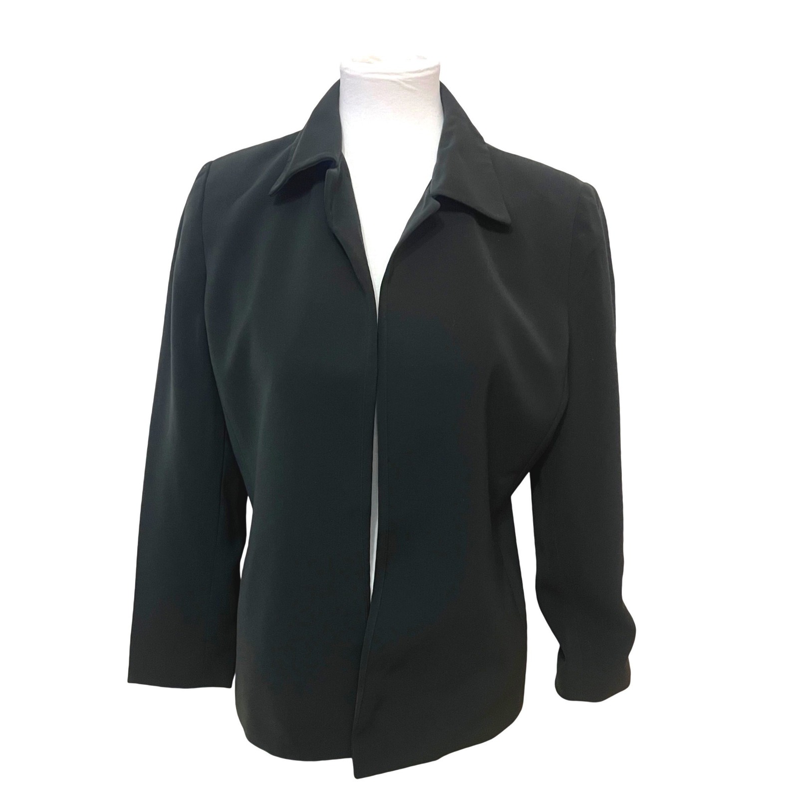 Kasper Petite Olive Green Open Front Blazer Career Jacket 6p Long Sleeve Lined
